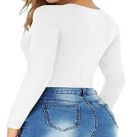 Abtel Ladies T majice Bodi, dugi rukav Bodysuits Casual kombinezon za žene Slim Fit Holiday Tops bijeli