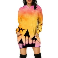 Fartey ženske noći za nošenje Halloween Casual Roode Halloween Print haljine s kapuljačom s kapuljačnim