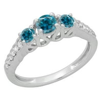 DazzlingRock kolekcija 0. Carat 14k Blue & White Diamond Bridal Stone zaručni prsten CT, bijelo zlato,