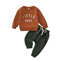 Toddler Baby Boy Girl Fall Discrets Pismo za ispis Dukserica Pulover + hlače Set Set TrackSit Odjeća