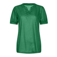 Lovskoo Womens Ljetni vrhovi kratkih rukava Trendy Vintage tiskani uzorak casual bluza zelena