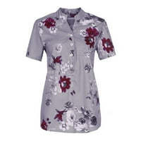 Ljetni vrhovi za žene s kratkim rukavima splitske majice Print Elegantne bluze sa špediranjem prsa za