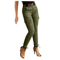 Joga hlače za žene casual solid color patentni džep dizajn casual tereta bez kaiševa ženske hlače