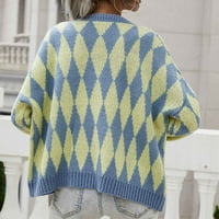 Jeseni džemperi Baggy Fit džemper Cardigan Kuća za odmor izrez ženske zbojene kardigan plavi m
