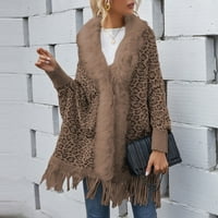 Ženski kaputi Žene Modni Ležerni pleteni Leopard tisak ovratnik tassels džemper s dugim rukavima kardigan