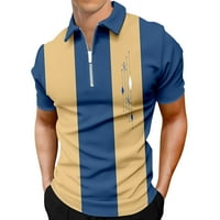 Muške polo majice modni casual dugih rukava boja blok pamučnog kostura teniske košulje plave l