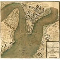 Vintage Maps Crni moderni uokvireni muzej umjetnički print pod nazivom - Zvuči za dubinu Hudsona oko West Pointa