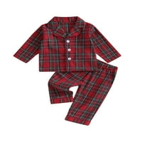 Shuttle Tree Toddler Baby Girl Boy Plaid gumb Payamas Postavite pamuk 2-pc-pjs Set majica i hlače za