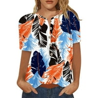 Ženska ljetna šifonska bluza Ležerne prilike kratkih rukava V izrez Vratna majica Labavi otisnuti limenke