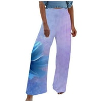 GATHRRGYP Plus size Ženske duge hlače, Ženske udobne ispisane hlače sa visokim strukom Tweatpats Yoga Hlače