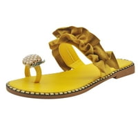 Ženske djevojke biserne ravne boemske stilove casual sandale papuče cipele za plažu, žuti