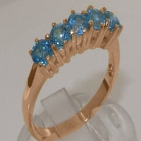 Britanci napravio 9k ružičasto zlato prirodno plavo Topaz ženski vječni prsten - Opcije veličine - Veličina