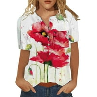 Dugme dolje košulje za žene kratkih rukava Bluze trendi Ljetna majica Modni cvjetni grafički vrhovi