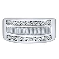 Očev dan poklon 2. Carat baguette i okrugli bijeli prirodni dijamantski ručni prsten za muškarce u 14K čvrstim bijelim zlatnim prstenom veličine 12,5