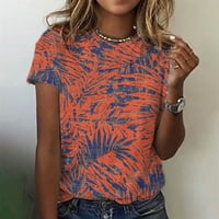 Majice za žene okrugli vrat Digitalni cvjetni print Kratki rukav labav majica Top Tee Majica Top Bluze