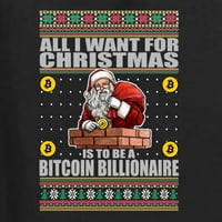 Divlji bobby bitcoin milijarder za božićni božićni majica dugih rukava, crna, xx-velika
