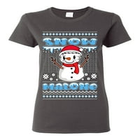 Divlji bobby snijeg Malone Snjegović lice Tatoo parodija ružni božićni džemper žene grafički tee, ugljen,