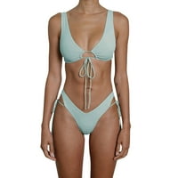 Ženski bikini kupaći kostimi su čvrsti boje čipke u toku split bikini kupaći kostimi za plažu odjeća
