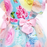Little Girl Princess kostim haljina za rođendanske zabave Djevojke Neto pređe Cvijeće Mreža Print Bow