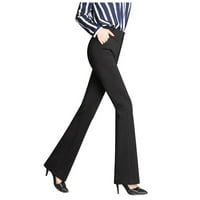 Eguiwyn Ženski džepovi High Squiste čvrste hlače za ravnopravne noge Duge pantalone pantalone