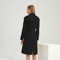 Ženski kaput modni čvrsti gumbi za struk dugih rukava remen dugi vjetrovitni kaputi za žene