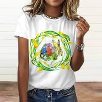 Penkaiy ženska modna tiskana okrugla vrat kratkih rukava majica bluza labava vrhova majki dnevni pokloni