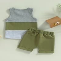 Coduop Baby Boy Summer Outfit Set bez rukava Kontrastni tenkovi i kratke hlače