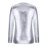 Uorcsa spavaća soba casual Bright Vneck Trend mladih Slim modne majice s dugim rukavima srebro u boji