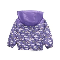 Lilgiuy Toddler Boys Girls Cartoon Print Jacket Casual Solid Color Zip s kapuljačnog kapuljača Lagani