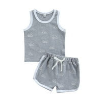 Binpure Toddler Baby Ljeto odijelo Sun Print Tors bez rukava + Hlače