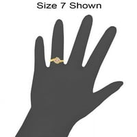14k žuto zlato, elegantan mali okrugli klaster prsten ružičasti CZ Oct sintetički tribine veličine 6,5
