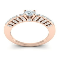 Originalni 1CTW okrugli rez Diamond Prong Dame Bridal Fancy Angažovačka prstena Vjenčana čvrstoća 14K
