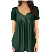 Ženski vrhovi kratki rukav casual bluza Čvrsta žena vruća prodaja Henley Tee ljetni bluze zeleni s
