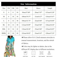 Cleance Summer Haljine za žene kratki rukav cvjetni slobodno vrijeme srednje dužine A-line V-izrez haljina