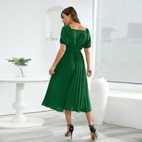 Ženske haljine s kratkim rukavima Patchwork casual srednje dužine A-line ljeto V-izrez haljina zelena