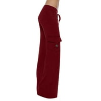 Atinetok teretni hlače Žene Vježbanje gamaše Stretch Struk dugme Pocket yoga teretana Loose hlače Palazzo