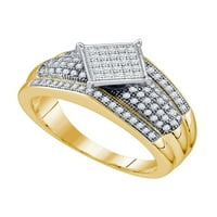 Zlatna zvezda žuto-tonsko sterling srebrna žena okrugli dijamant povišeni kvadratni klaster prsten CTTW