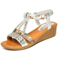 Miayilima srebrne sandale Žene dame Ljeto Bling Wedges plaže cipele rimske sandale