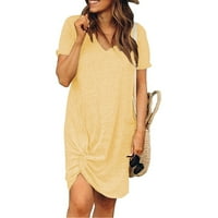 Bazyrey ženske pune ljetne haljine kratki rukav trendi smjena haljina žuta l