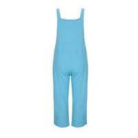 Clearances Kombinezon za ženske ležerne boje pamučne posteljine labave ravne pantalone za pantalone jednodijelne hlače jednodijelne hlače nebo plave s