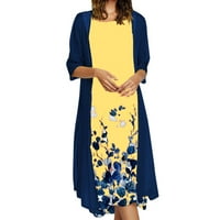 Sunčane haljine za žensko Ležerno za odmor Cvjetni šifon bez rukava Maxi dva seta Cardigan Boho haljina