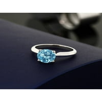 Gem Stone King 2. CT okrugli švicarski plavi Topaz Sterling srebrni prsten