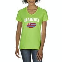- Ženska majica s kratkim rukavima V-izrez, do žena veličine 3xl - Havaii zastava
