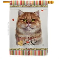 Breeze Decor H110161-bo in. Mačka Britanska kratka hairska sreća dvostrana ukrasna vertikalna kuća zastava