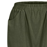 JPLZI ženske modne čvrste boje pamučne pamučne pantalone na plaži pantalone za slobodno vrijeme