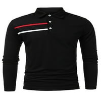 Haite muške prugaste revert vrat T majice Atletski pulover s dugim rukavima Bluza Bluza Black XL