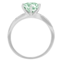 1. CT sjajan okrugli rezan čist simulirani dijamant 18k bijeli zlatni pasijans sa accentima prsten sz 7.75
