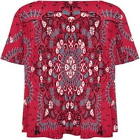 Paisley lobanje i kosti Ženska majica kratkih rukava Labavi fit grafički tees V bluza za bluze casual