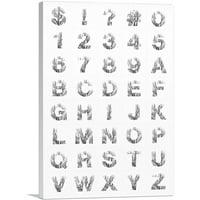 Grane drveta Vertikalni pravokutnik Potpuna abeceda Platno Art Print - Veličina: 26 18