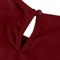 Ženski vrhovi pulover kratkih rukava bluza sa čvrstim okruglim izrezom crveni l